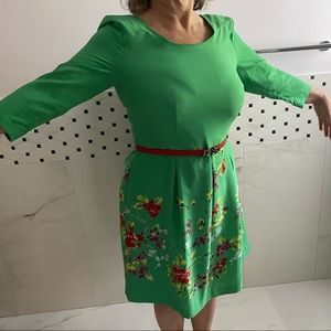 Vintage Green Floral Party Dress